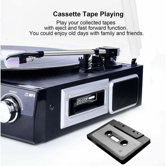 DIGITNOW! M36 Bluetooth Record Player MP3 Cassette Radio Turntable | Open Box - Picture 4 of 7